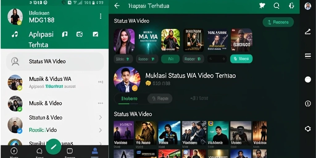 Tampilan MDG188 dengan koleksi video status yang beragam.