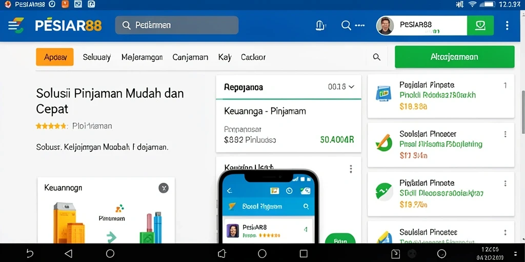 Antarmuka aplikasi PESIAR88 yang ramah pengguna untuk proses pinjaman.