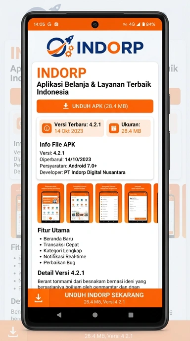 Tampilan halaman APK indorp
