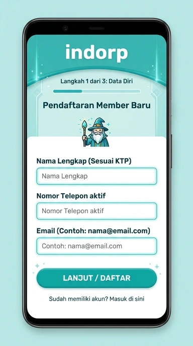 Tampilan halaman daftar indorp