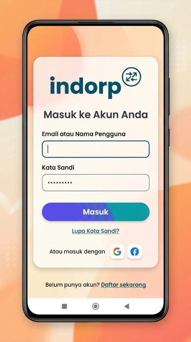 Tampilan halaman login indorp